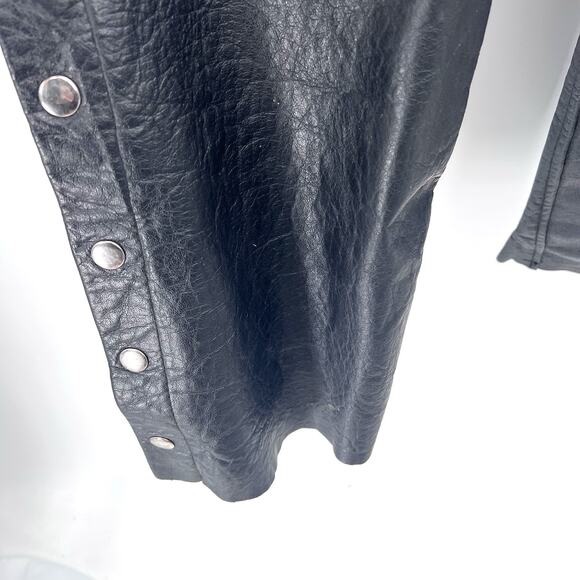 Vintage Zip & Snap Leg Black Genuine Leather Motorcycle Chaps USA Mens XXL - Picture 4 of 9